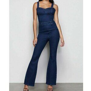 2/$100 NEW Good American Cupped Flare Denim 70s Icon Playsuit SZ 2